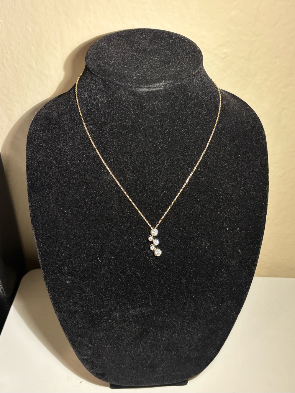 925 gold tone Chain Necklace with Cascading Crystal earrings